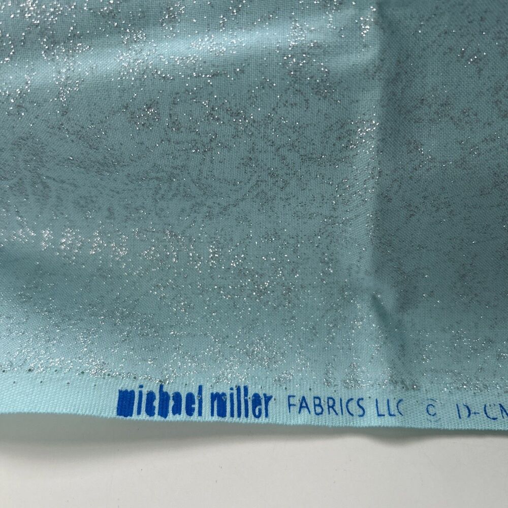 Michael Miller Fairy Frost Blue Shimmery Cotton Quilting Fabric 22 X 42 CM0376